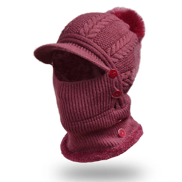Bonnet 4 en 1 Cache nez Cache cou Casquette Cache oreille Cagoule Thermique Chaud Hiver Ski Sport extérieur Femme