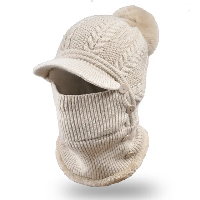 Bonnet 4 en 1 Cache nez Cache cou Casquette Cache oreille Cagoule Thermique Chaud Hiver Ski Sport extérieur Femme