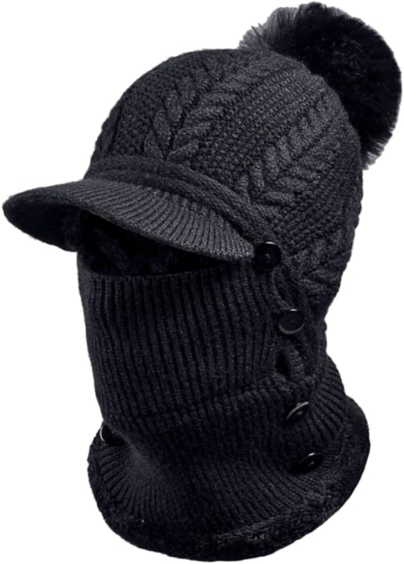 Bonnet 4 en 1 Cache nez Cache cou Casquette Cache oreille Cagoule Thermique Chaud Hiver Ski Sport extérieur Femme