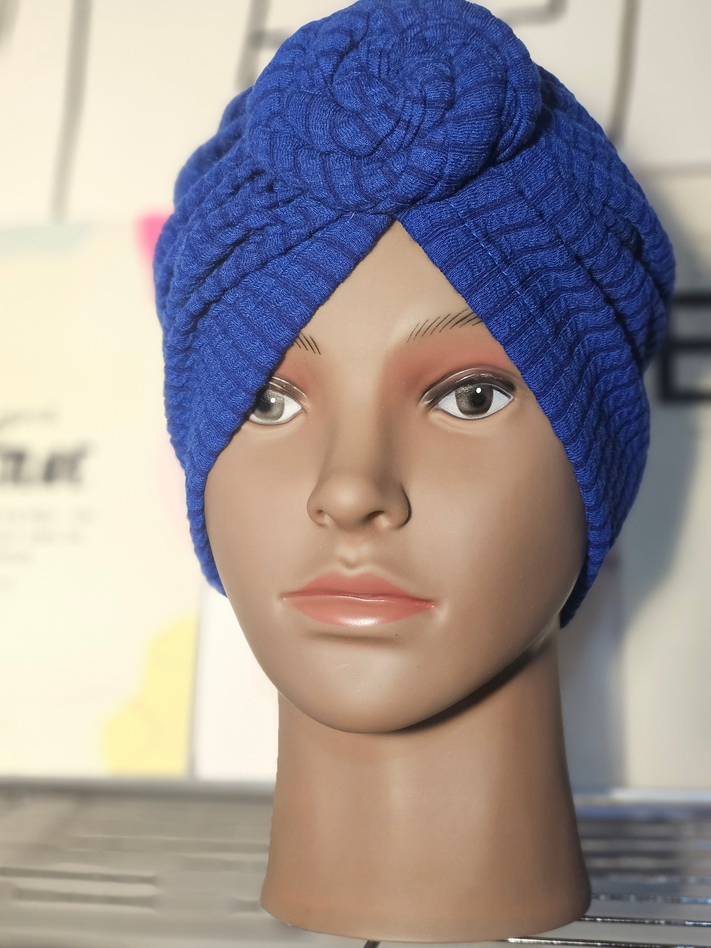 Bonnet Turban Bleu Royal – Audace & Charme