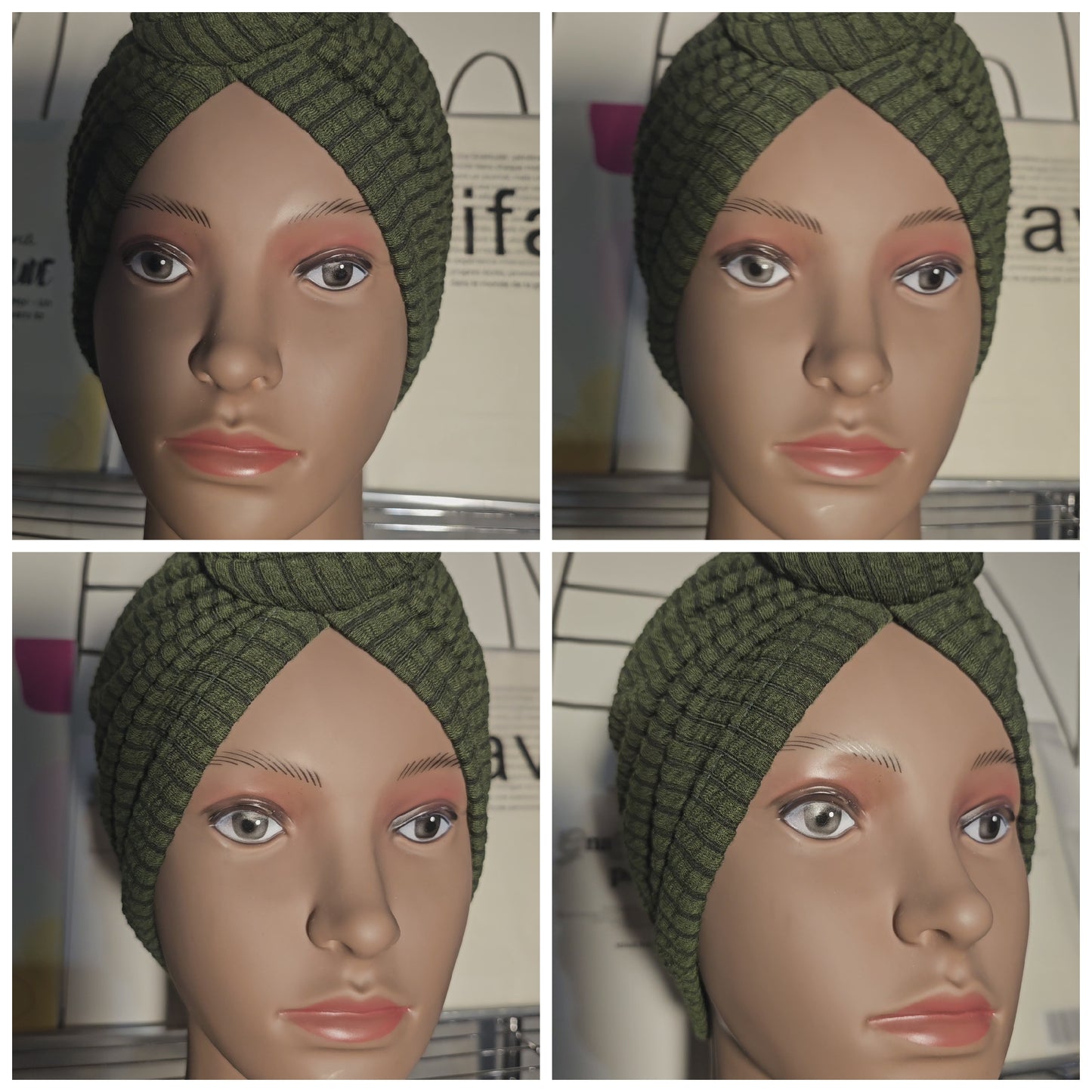 Bonnet Turban Vert Forêt – Fraîcheur & Originalité