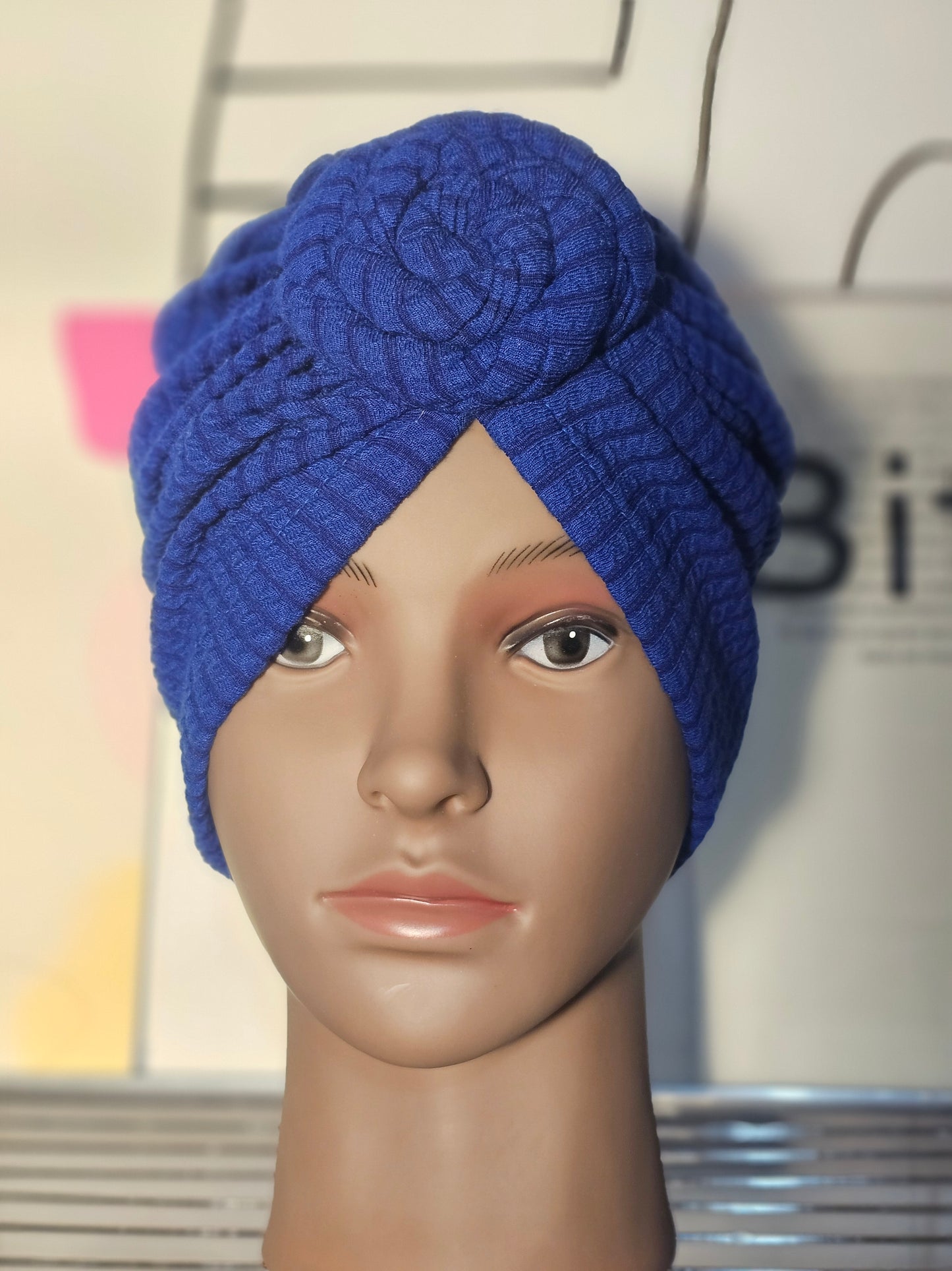 Bonnet Turban Bleu Royal – Audace & Charme
