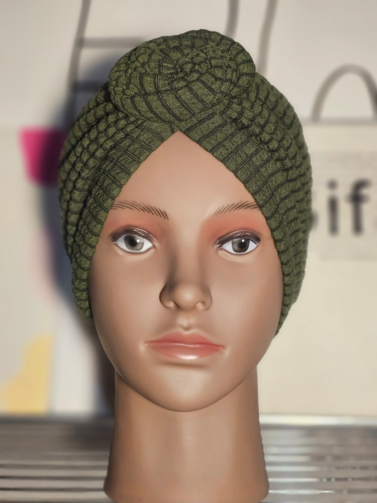 Bonnet Turban Vert Forêt – Fraîcheur & Originalité