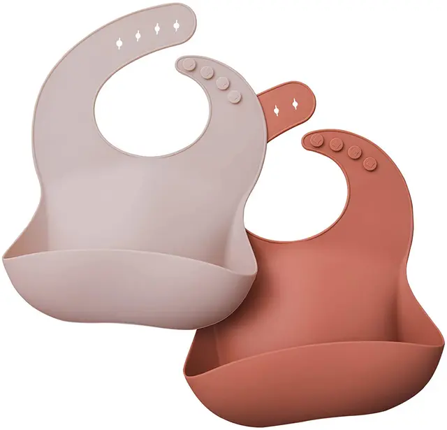 Lots de 2 Bavoirs en Silicone pour Bébé avec Fourchette et Cuillère