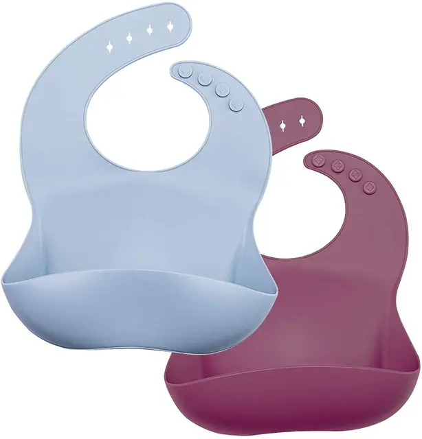 Lots de 2 Bavoirs en Silicone pour Bébé avec Fourchette et Cuillère