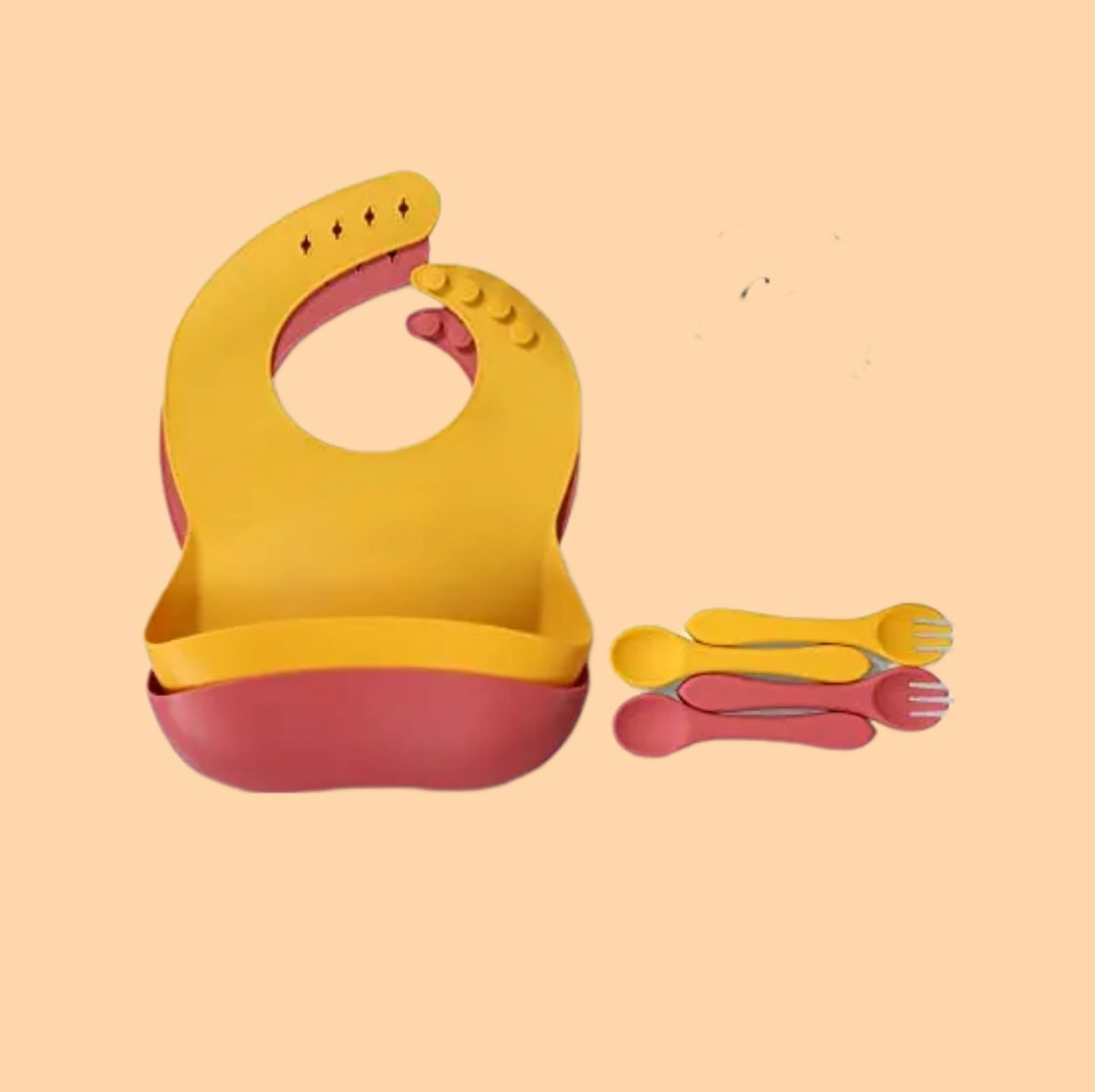 Lots de 2 Bavoirs en Silicone pour Bébé avec Fourchette et Cuillère