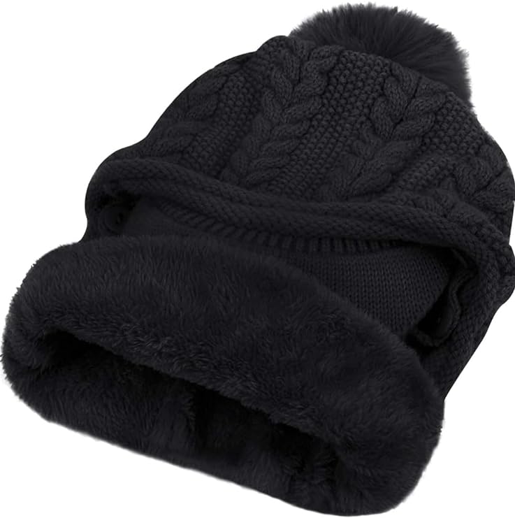 Bonnet 4 en 1 Cache nez Cache cou Casquette Cache oreille Cagoule Thermique Chaud Hiver Ski Sport extérieur  Femme