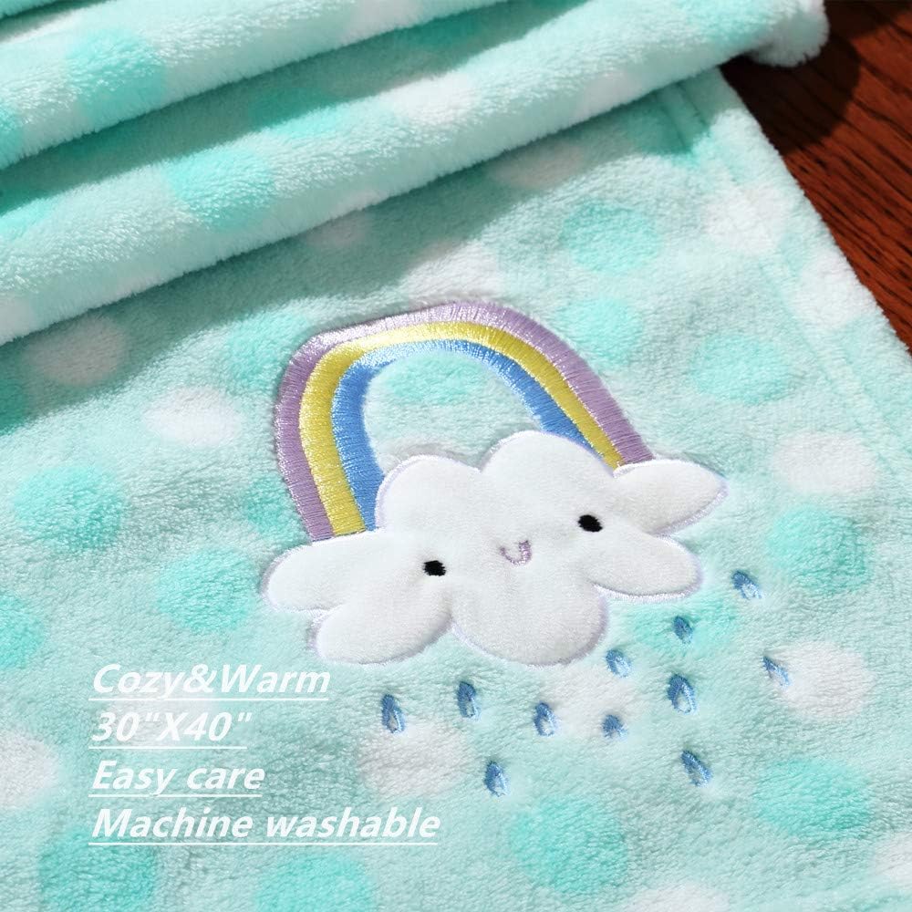 Couverture légère en peluche chaude pour bébé, tout-petit et nouveau-né - Idéale pour le berceau et la poussette (75 x 100 cm, vert arc-en-ciel, unisexe)