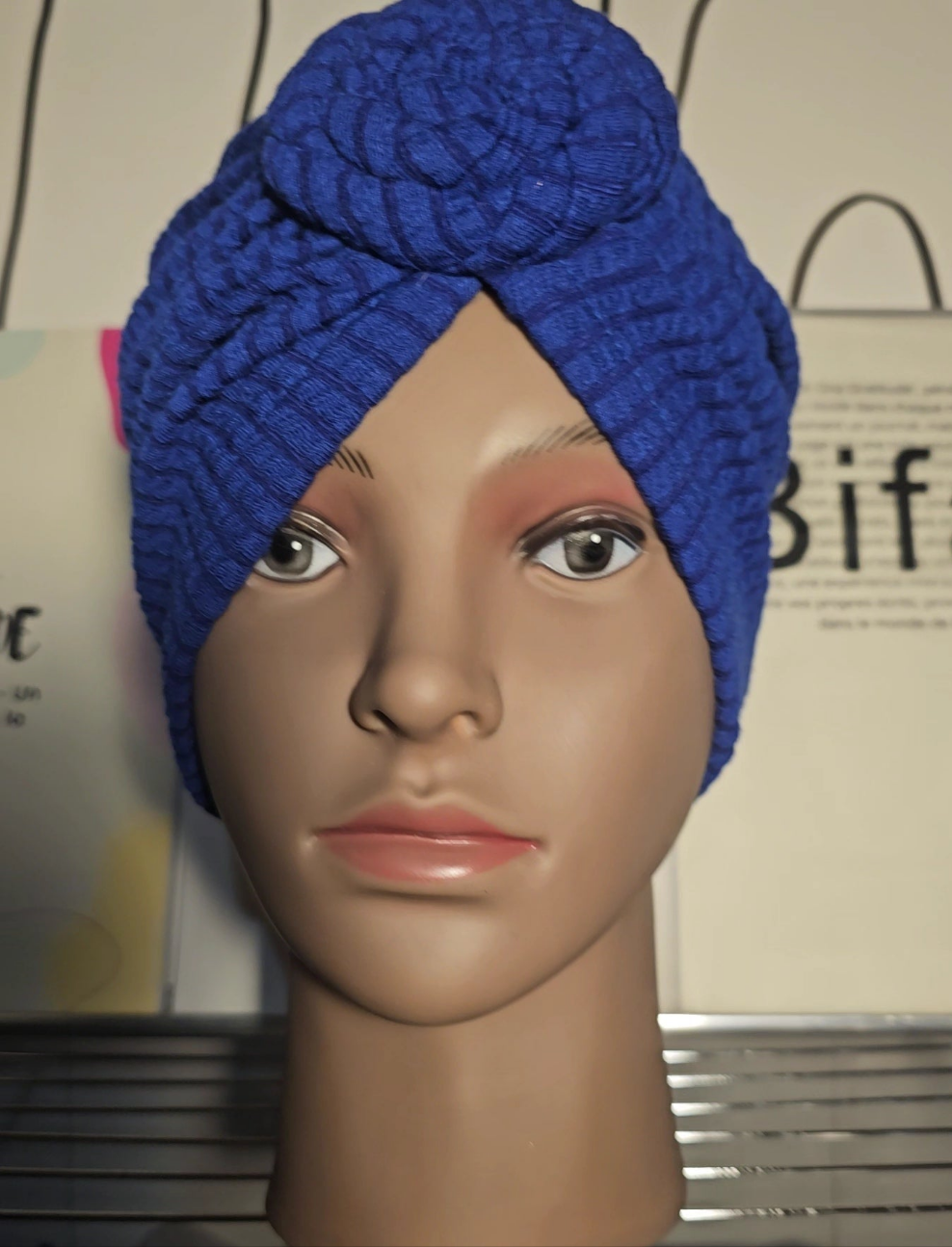 Bonnet Turban Bleu Royal – Audace & Charme