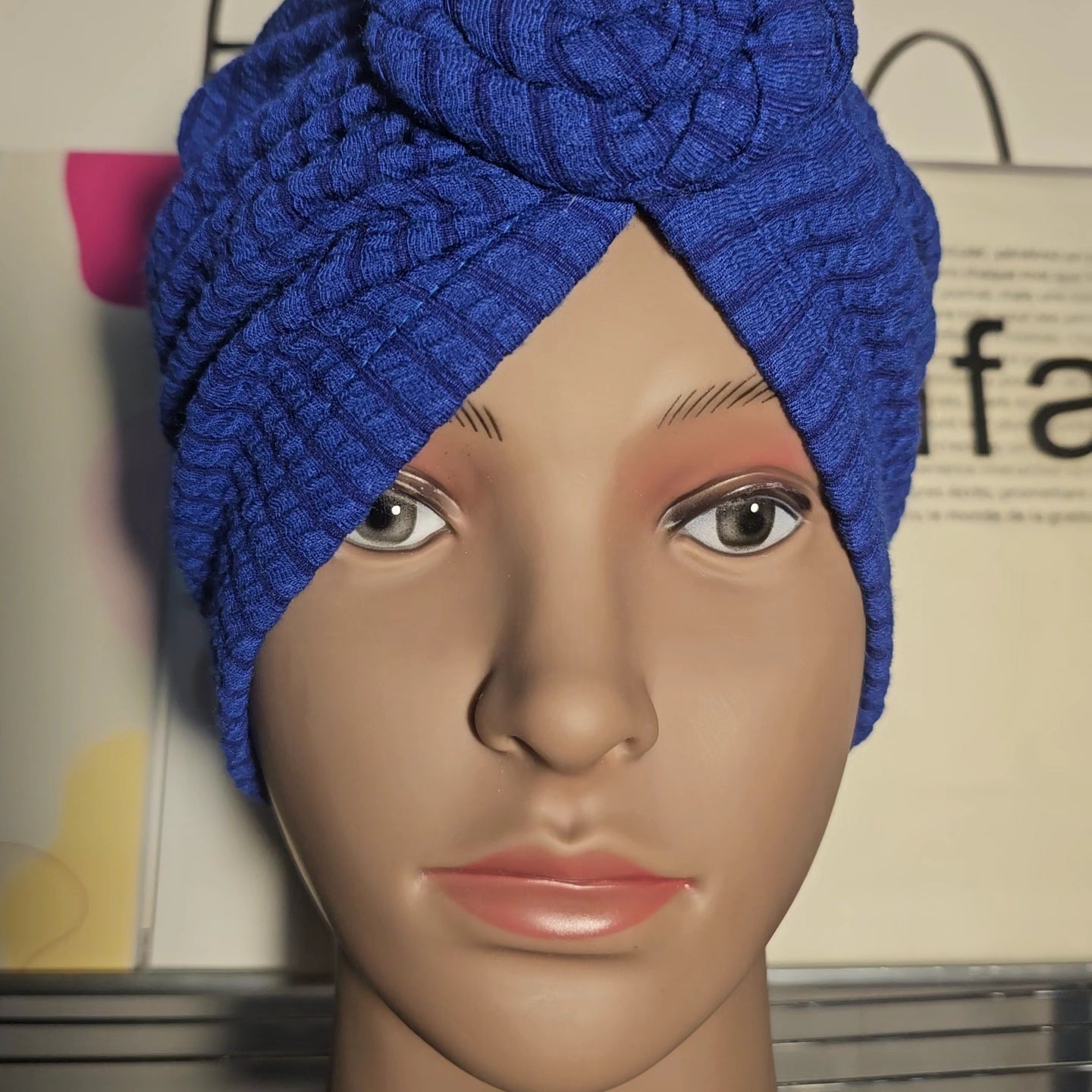 Bonnet Turban Bleu Royal – Audace & Charme