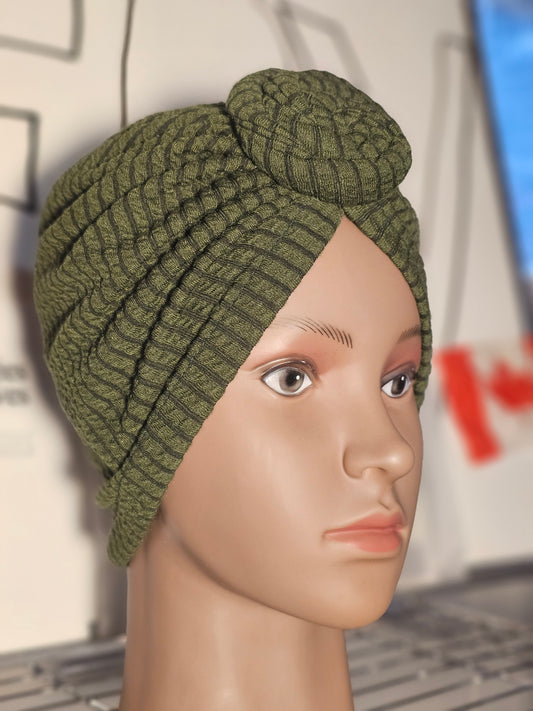 Bonnet Turban Vert Forêt – Fraîcheur & Originalité