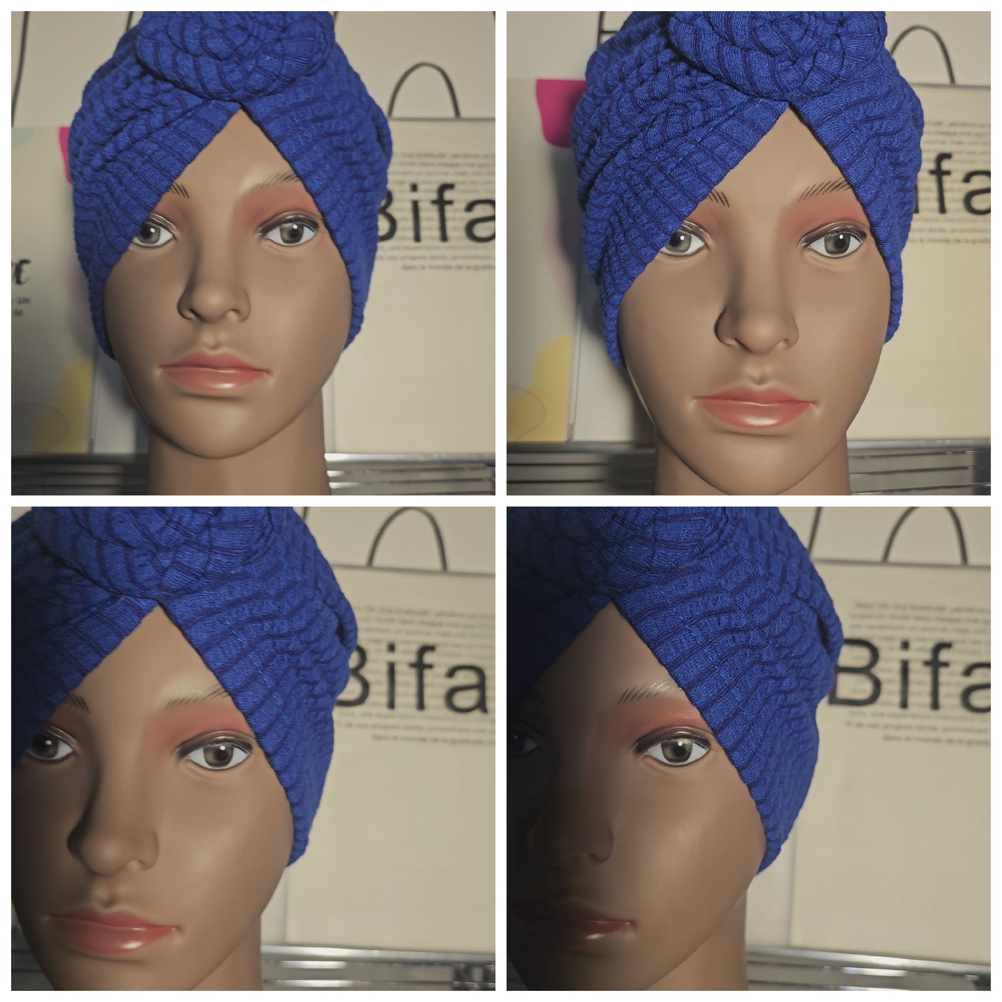 Bonnet Turban Bleu Royal – Audace & Charme
